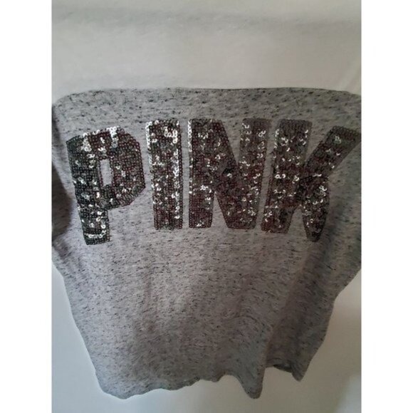 White and Grey Sequined PINK Shirt- Size Small - Picture 3 of 4